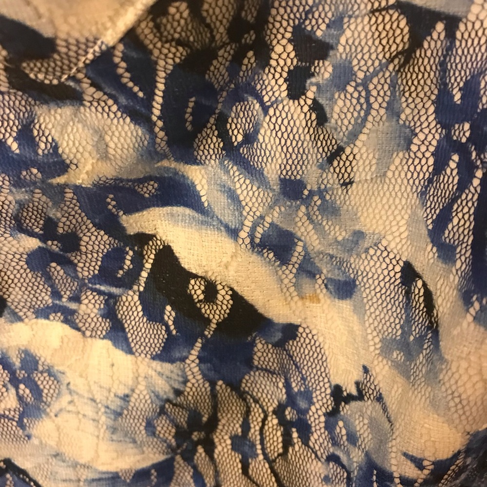 City Chic Black White Blue Floral Lace Dress - Picture 5 of 8